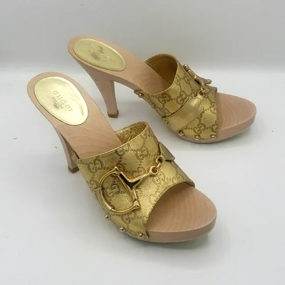 Gucci clog size 9 1/2 NEW COLOR GOLD 100% AUTHENTIC